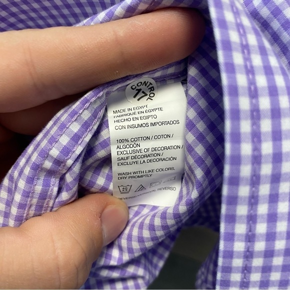 NWT IZOD Natural Stretch 100% cotton Blue Checkered Dress‎ Shirt Size Large - Picture 7 of 9